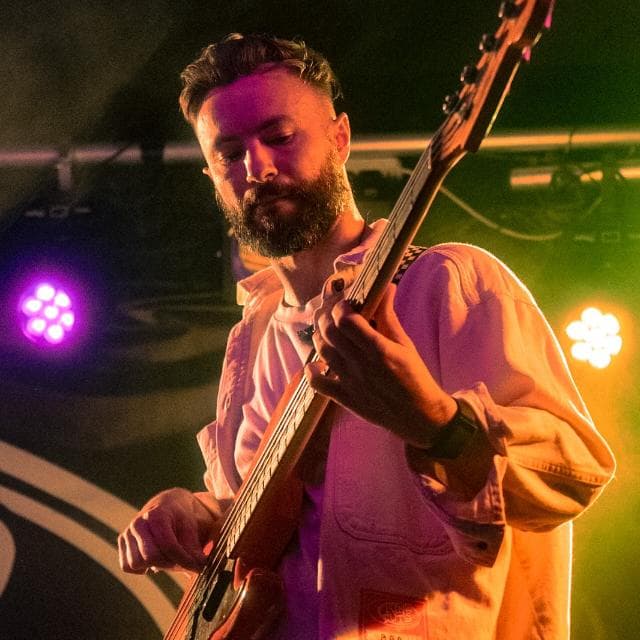 Playing bass on stage